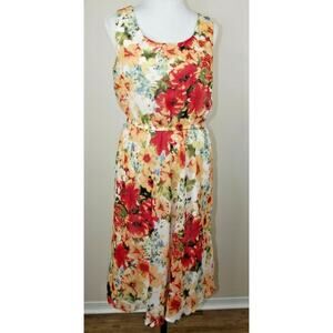 ANNALEE + HOPE Sleeveless Floral DRESS - Size 8 - Belted Fit & Flare Lined